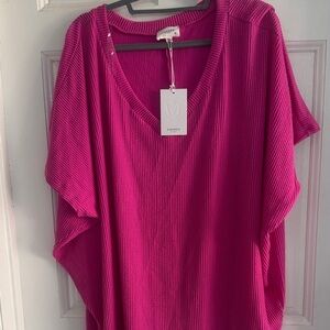 ANDREE BY UNIT Fuchsia V-Neck Blouse SZ 3X new W tags